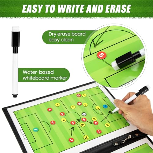 Foldable Soccer Coaching Board with Magnetic Markers - Portable Tactics Board for Training