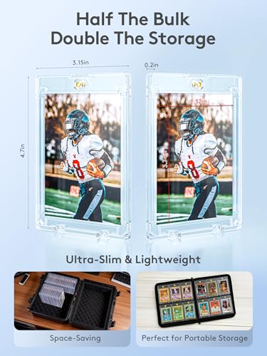 50 Magnetic Card Holders - Ultra-Slim Hard Plastic Trading Card Protectors