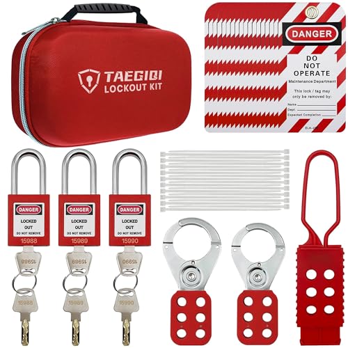 Lockout Tagout Kit,Lock Out Tag Out Kits,Group Lockout Hasps,Safety Padlocks,Loto Tags,Zip Ties,Electrical Switch Safety Lockout Kit,OSHA Compliant for Industrial,S01