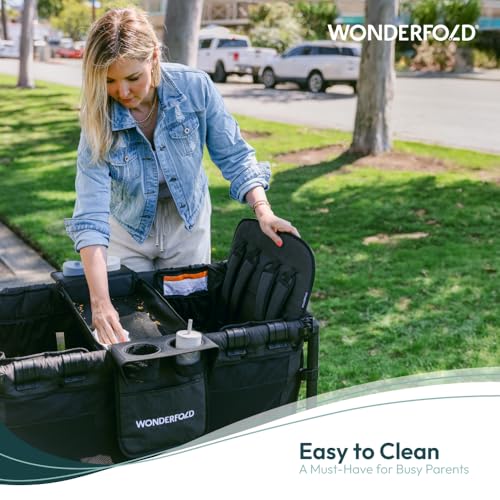 WonderFold W2 Flex Black Snack Tray Attachment for Stroller Wagon with Convertible Cup Holders