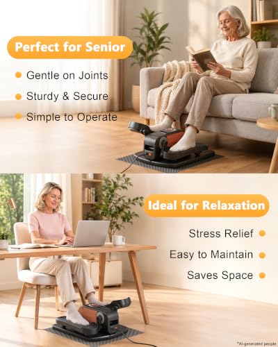 Under Desk Elliptical Exerciser - 12 Speeds, LCD Display, Black