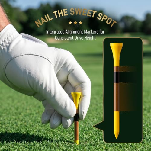 3.25" Bamboo Golf Tees with Depth Marking - 10 Pack Gift Box