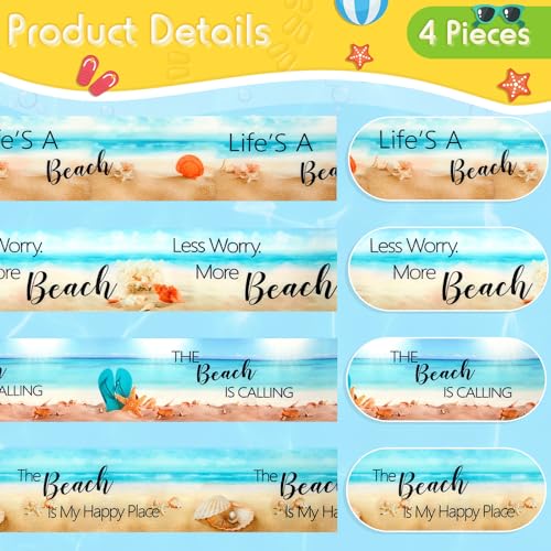 4 Pcs Elastic Beach Towel Bands for Regular Chairs - Seaside