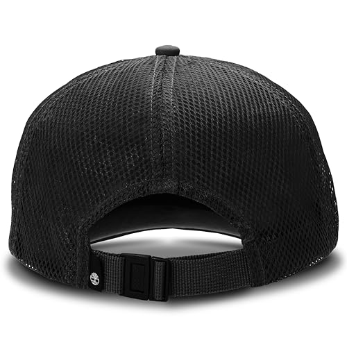 Timberland Trucker Hat for Men, Soft Structured Nylon Baseball Cap, Adjustable Mesh Back, Curved Brim, Breathable & Lightweight – One Size, Black