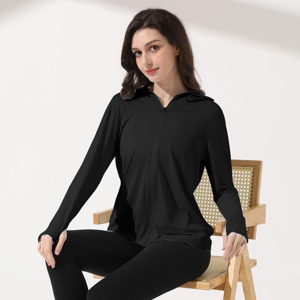 Mingyuezai Women's Lightweight Hooded Sun Protection Jacket | UPF 50+ Long Sleeve for Hiking