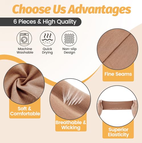 Wide Elastic Headbands for Women - 6 Pack Soft Sweatbands