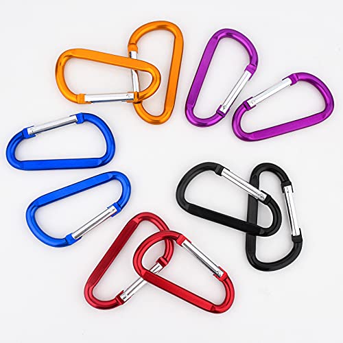 10 Pack 3" Aluminum Spring Snap Hook Carabiner Clips - Colorful