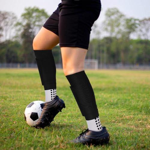 Ultrafun 3 Pairs Leg Sleeves Medium/Black - Pre-Cut Soccer Shin Guard Sleeves for Soccer Football