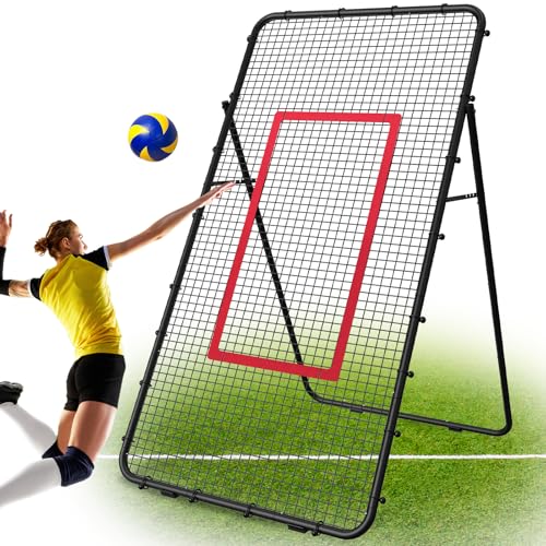 Adjustable Volleyball Rebounder Net 7x4 FT - Black