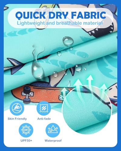 Boys Swim Trunks with Compression Liner - Shark, 5-6 Years