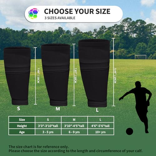 Kids Youth Soccer Shin Guard Sleeves for Ages 3‑15, 2 Pairs