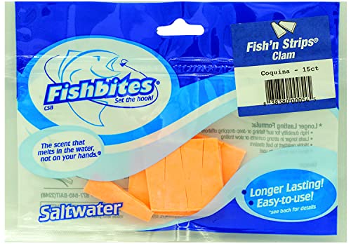 FishBites Fish'n Strips - Clam Flavor, 15 Pennant Shaped Baits