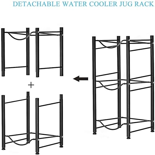 LIANTRAL 5 Gallon Water Bottle Rack - Detachable Heavy Duty 3-Tier Stand for Home, Office (Black)
