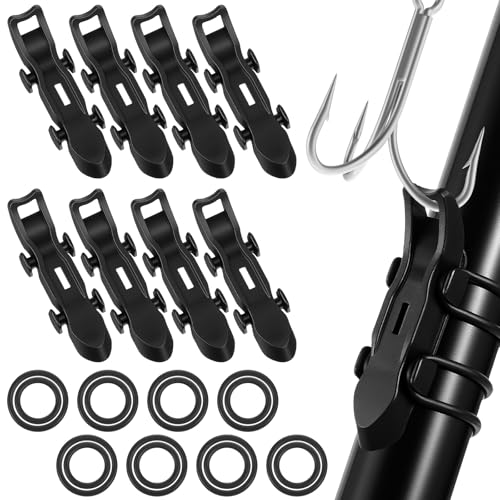 Fishing Rod Hook Keeper with Rubber Rings - 8 Pcs Set