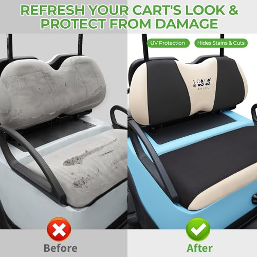 10L0L Golf Cart Seat Covers for Yamaha EZGO Club Car Precedent Tempo – Black + Beige