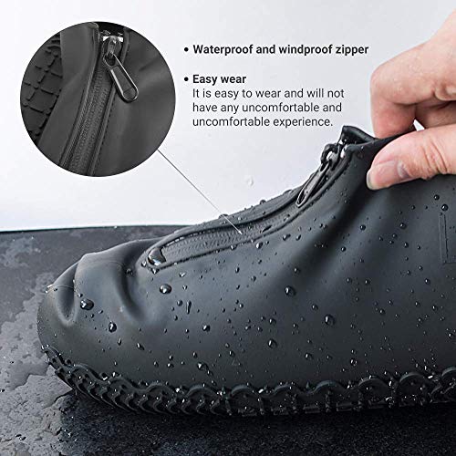 Waterproof Reusable Shoe Covers with Zipper - XL Black