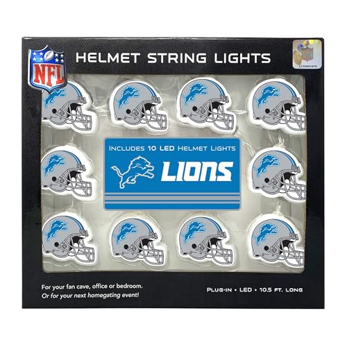 NFL Helmet String Lights - Detroit Lions - 10 Warm LED Lights