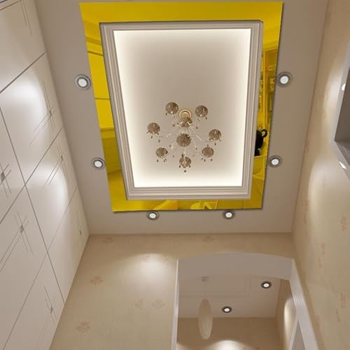 10 Pcs Gold Mirror Wall Stickers Striped Design Mirror Art Tile Decal DIY Self Adhesive Wall Line Border Decals Removable Acrylic Mirror Sheets Wall and Murals for Home Decor (5 * 20cm)