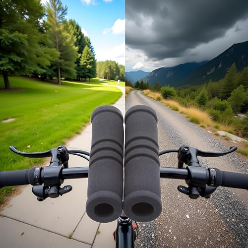 Black Bicycle Handlebar Grips - Soft Foam, Non-Slip, Durable
