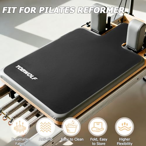 Pilates Reformer Mat - 39" x 24" Non-Slip Suede Cover - Black Suede