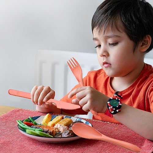 Eco-Friendly Reusable Travel Utensils Set - Yellow & Orange