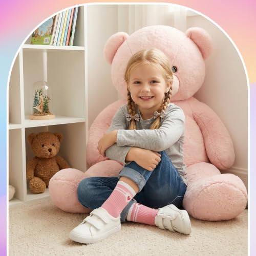 Girls Heart and Striped Cotton Socks - 4 Pair Set