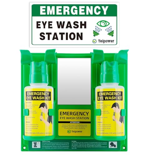 Portable Eyewash Station OSHA-Approved - Upgraded Emergency Eye Wash Bottles Flush Kit Clean Both Eyes Simultaneously Wall Mounted 16oz £¨No Solution£©