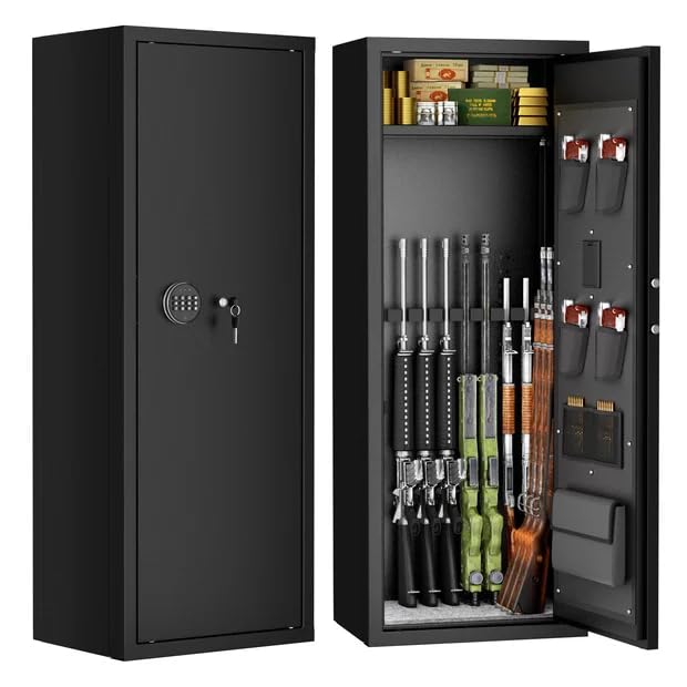 Gun Safe with Keyboard - Quick Access Rifle Safe for 10-15 Rifles - Black