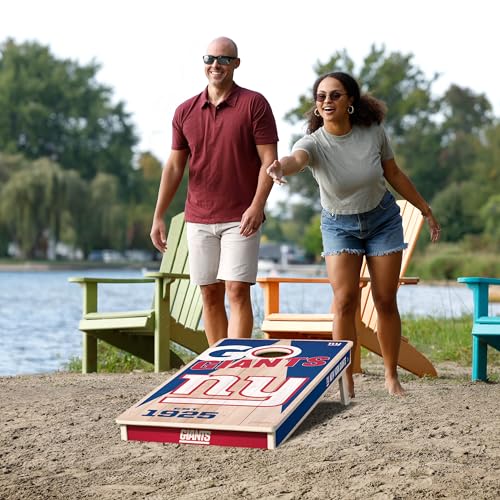 NFL Cornhole Game Set - 2' x 4' Wood with Logo Bags - New York Giants