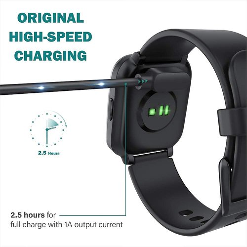 Lamshaw Compatible with Amzhero Fitness Tracker Charger, Magnetic USB Charging Cable Replacement Charger Compatible for Amzhero D26 1.47 Inches Fitness Tracker (2 pack-Black+Black)