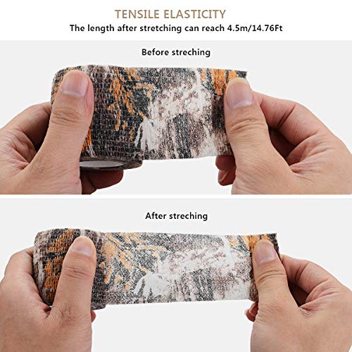 EAmber Black Camouflage Wrap Tape 6 Rolls - Self-Adhesive Hunting Bandage for Outdoor Concealment