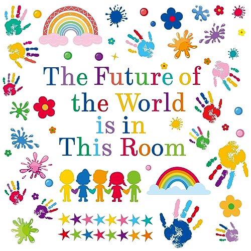 Inspirational Kids Classroom Wall Decals - The Future of the World Is in This Room Quote - Peel and Stick Vinyl Sticker - Inspirational Quote