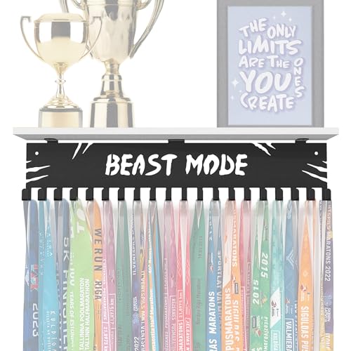 Medal Holder Display with Bamboo Shelf - 17" Beast Mode