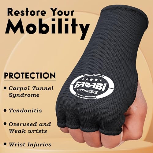 Boxing Hand Wraps - Half Finger Elasticated Inner Gloves - Small-Medium, Black