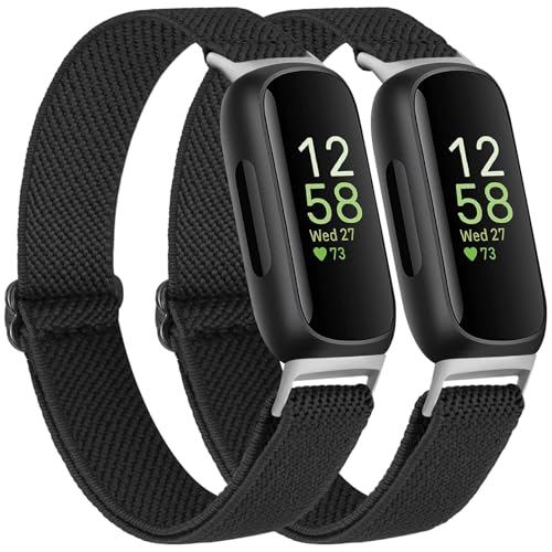 Elastic Bands for Fitbit Inspire 3 - 2 Pack, Black/Black