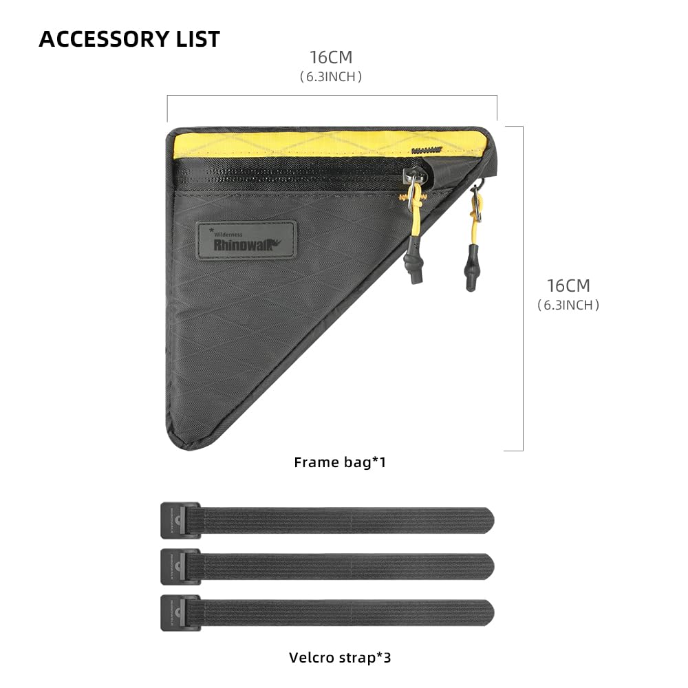 Rhinowalk Bike Frame Triangle Bag, Waterproof Compact Storage Bag with YKK Zippers, Multi-Pocket Design, Doesn’t Rub Legs – 0.9L, Black