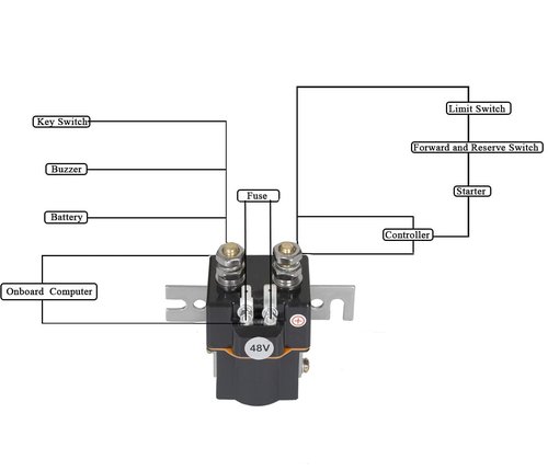 Sabeweile 48V Golf Cart Solenoid 4 Terminal Coil with Resistor Assembly - Replaces OEM 101908701 102774701 5722 16077 SW80-1275P 1014947 - Fits Club Car DS 1995 & Up Precedent 2004-2008