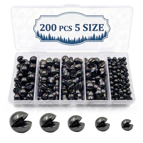 Split Shot Fishing Weights, 200PCS Removable Lead Sinkers - 5 Sizes