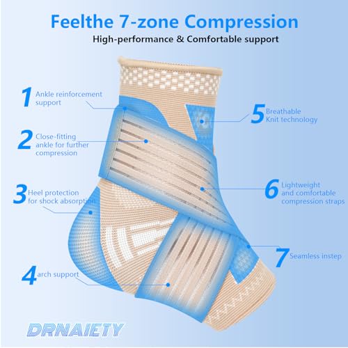 Adjustable Copper Ankle Brace for Men & Women - Large Skin Tone