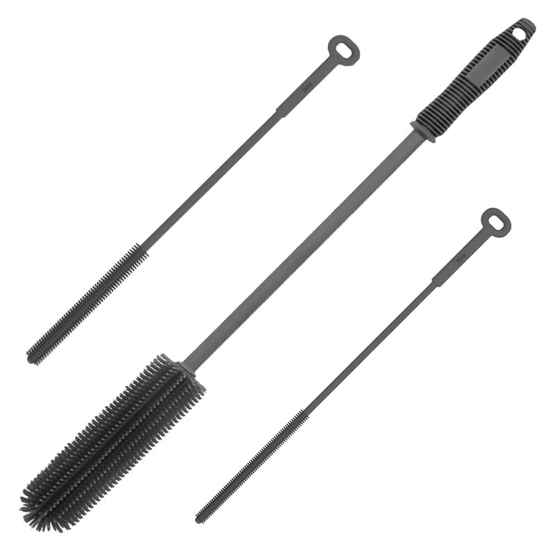 Silicone Water Bottle Brush and Straw Cleaner Set,Long Bottle Brush,Straw Cleaning Brush Silicone,Long Handle Scrub Cleaning Brush for Narrow Neck Bottle,Wine Bottle,Thermos,Sports Bottles (Dark Grey)
