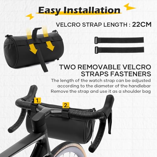 SEAFEW 6L Large Black Bike Handlebar Bag Waterproof Rain Cover for Cycling