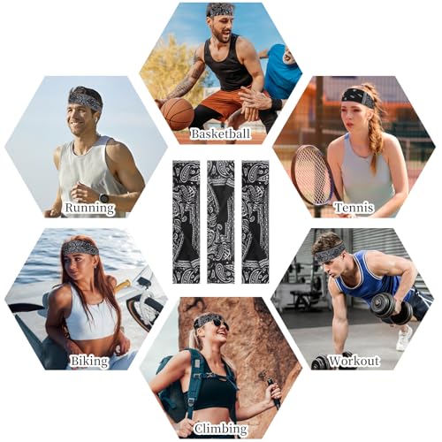 6Pcs Multi-Colored Sports Headbands - Cotton Sweatbands