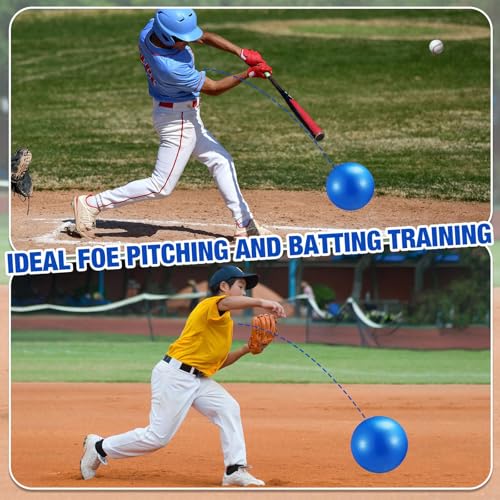 2 Pcs Baseball Swing Trainers with Pump – Blue | Hitting Ball Set for Pitching Practice