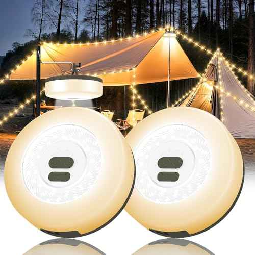 2Pack Camping String Lights, 4 in 1 Quick Storage 32.8FT Rechargeable Tent Lights with 6 Modes Hanging Waterproof Camp Lamp Camping Essentials for AwnTent Hiking Garden Bedroom Festival (Warm White)