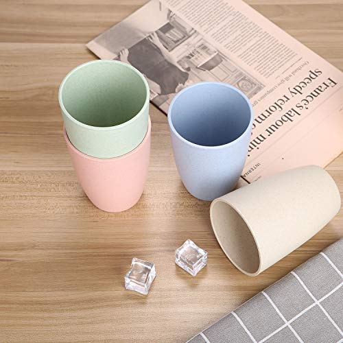 LuckyZone 10Pcs Eco-Friendly Wheat Straw Reusable Cups 12oz - Unbreakable & Dishwasher Safe Set