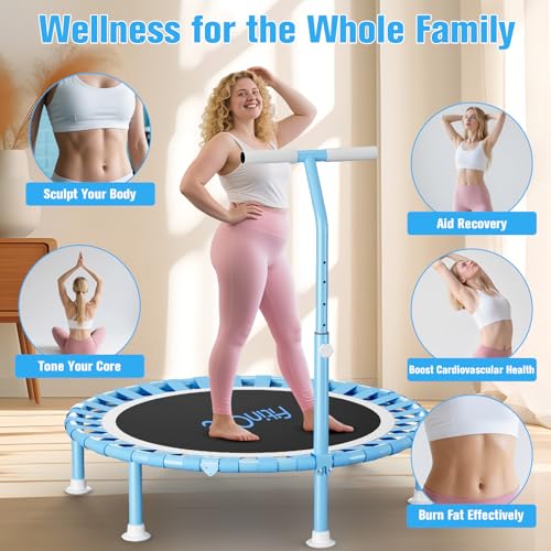 40" Mini Trampoline with Adjustable Handle - 330lbs Capacity