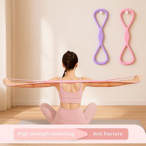 Figure 8 Resistance Band for Women & Men – 25LB Silicone Pull Rope for Shoulder, Back & Arm Workout – Non-Slip Handles, Home Gym & Yoga