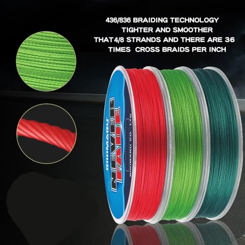 Rikimaru Never Fade Braided Fishing Line 10-80LB 150Yds, 300yds-Red / 40LB 8 Strands