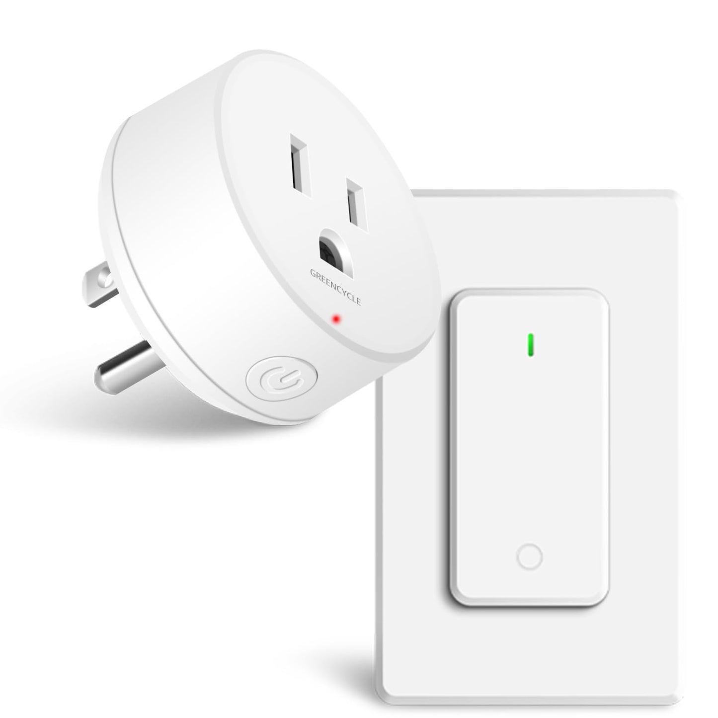 Remote Switch Outlet,GreenCyle Remote Control Outlet Plug with Switch,Wireless On/Off Light Switches Wall Mounted,15A/1500W,TUV List,No Wiring Needed,500ft RF Range,for Lamp,Fans,Household Appliances