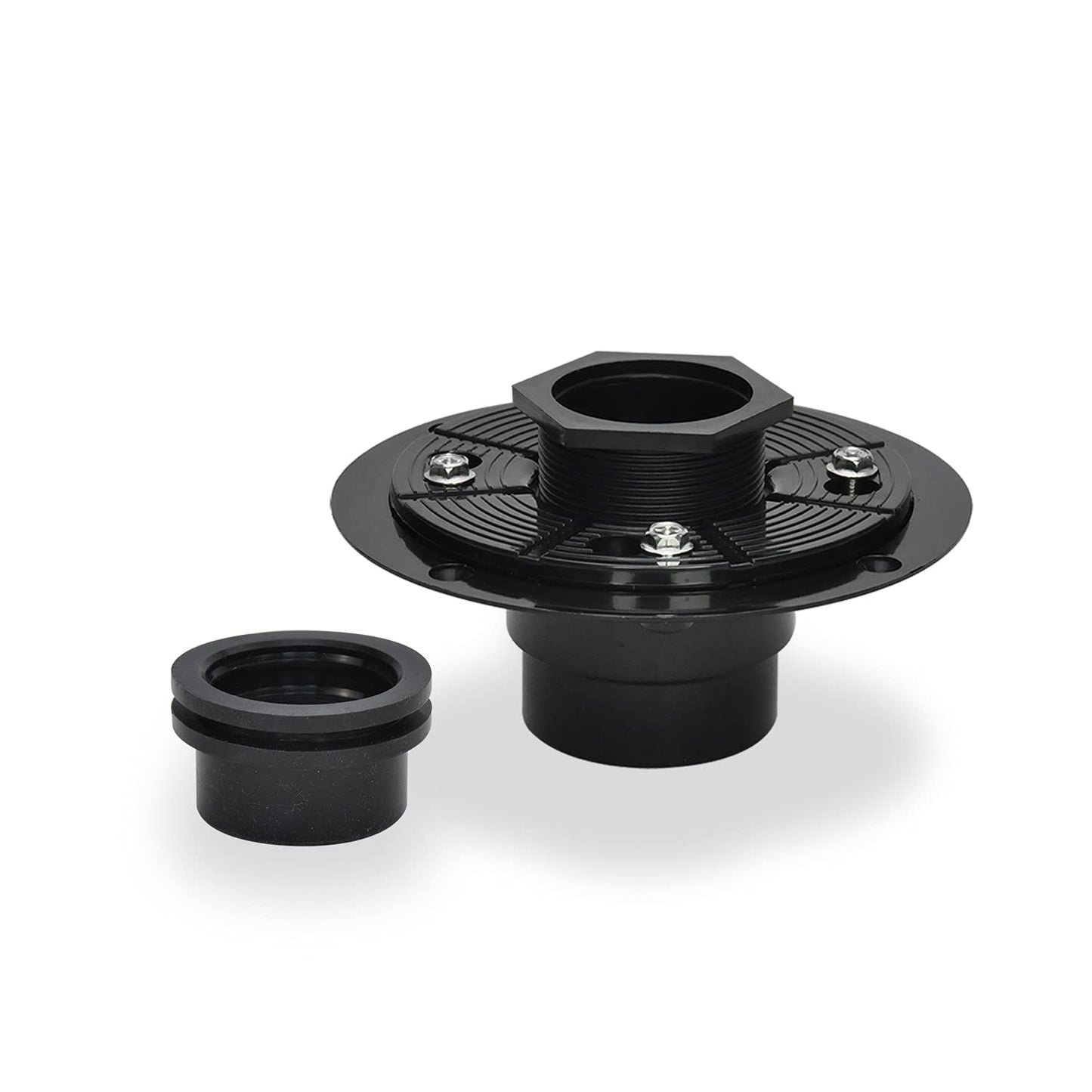 Elefloom Shower Drain Base, 2 inch ABS Shower Drain Flange with Threaded Joints and Rubber Joints for Square and Linear Shower Drain Installation